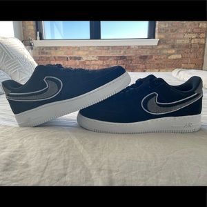 Nike Air Force One Chenille Swoosh Black Grey White Brand New Deadstock Sz 10